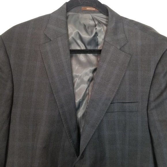 Peter Millar Mens 40S Gray Plaid Long Sleeves Wool 2-Piece Blazer Suit Set - Picture 2 of 14